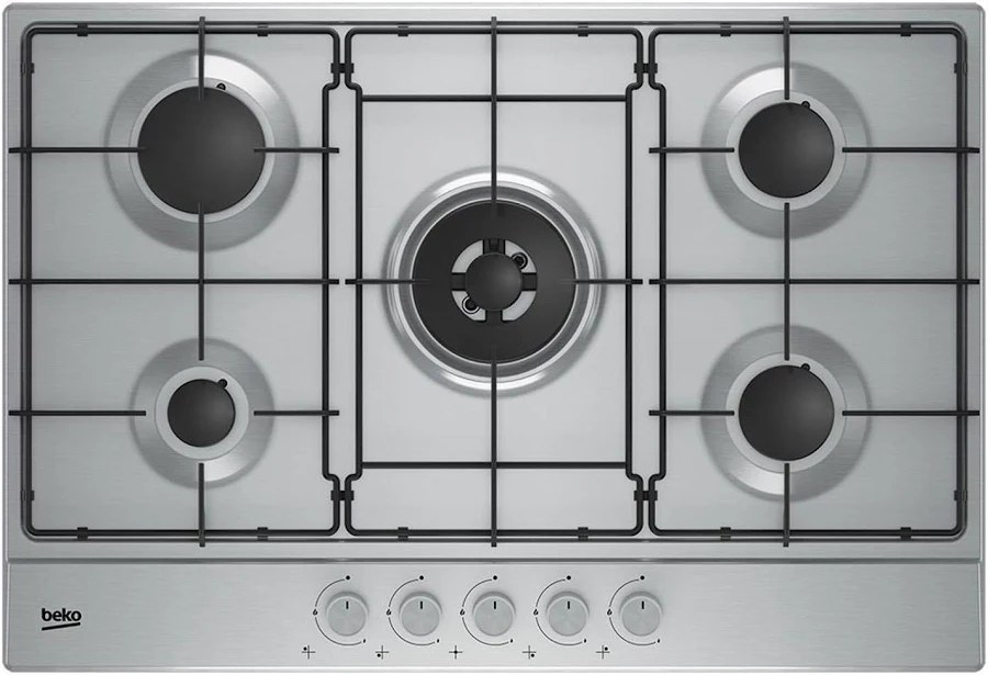 Beko HAW752C4SX Gaskochfeld 5 Brenner Edelstahl